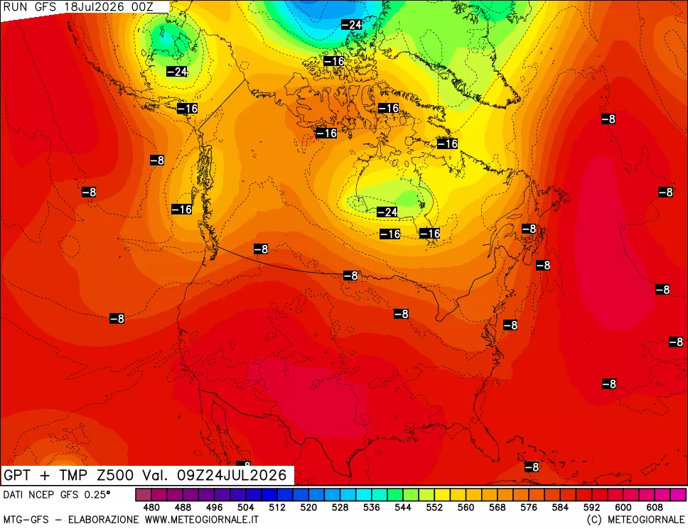 mappa 500 hPa GPT + Temp