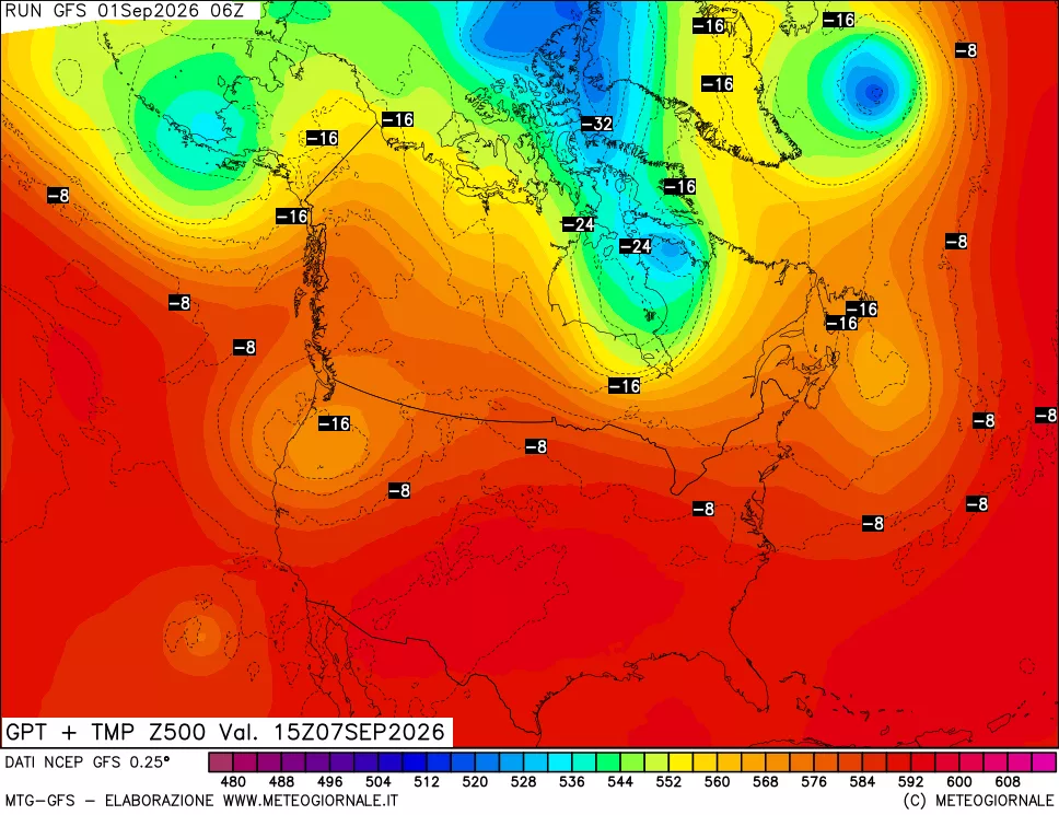 mappa 500 hPa GPT + Temp