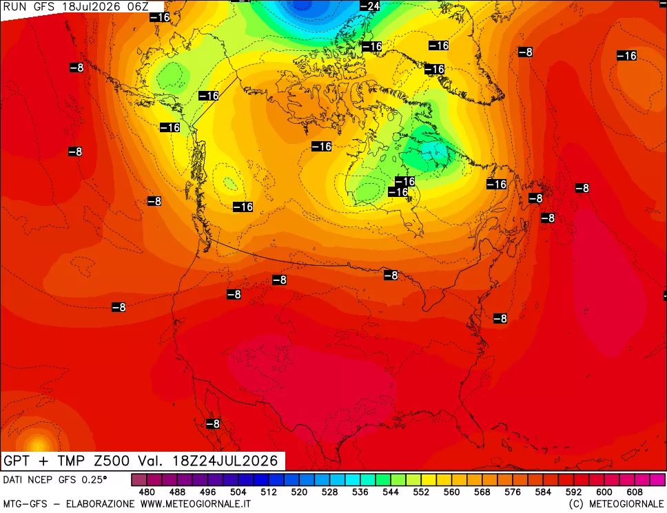 mappa 500 hPa GPT + Temp