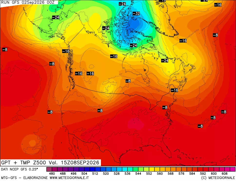 mappa 500 hPa GPT + Temp