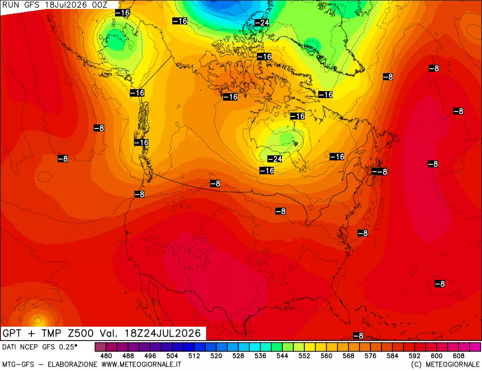 mappa 500 hPa GPT + Temp