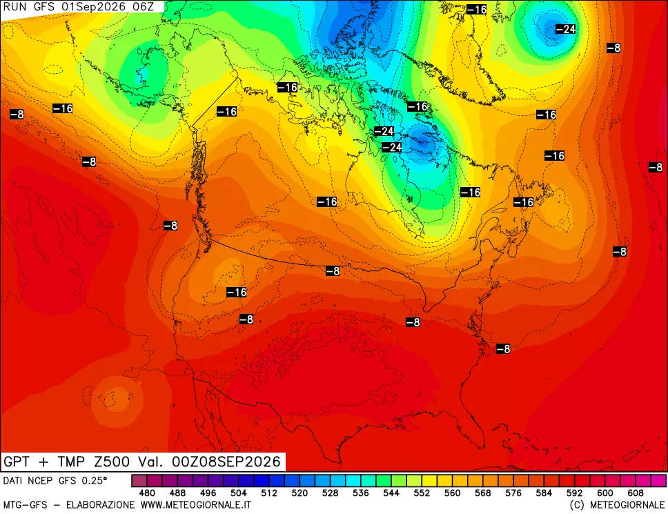 mappa 500 hPa GPT + Temp