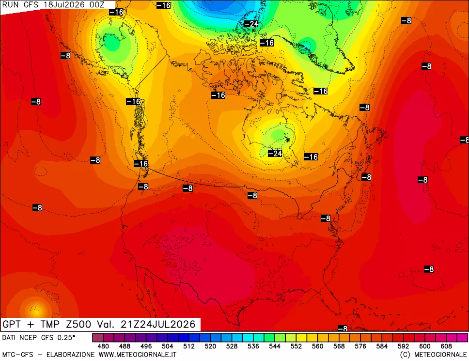 mappa 500 hPa GPT + Temp