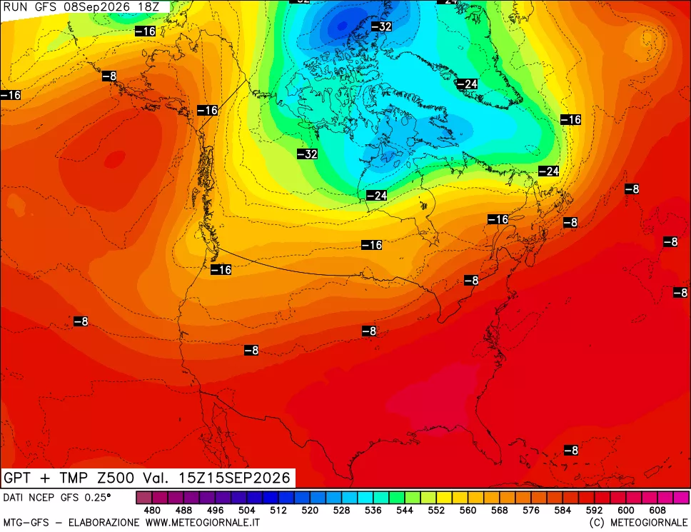 mappa 500 hPa GPT + Temp