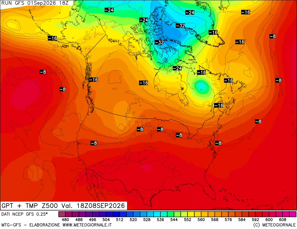 mappa 500 hPa GPT + Temp