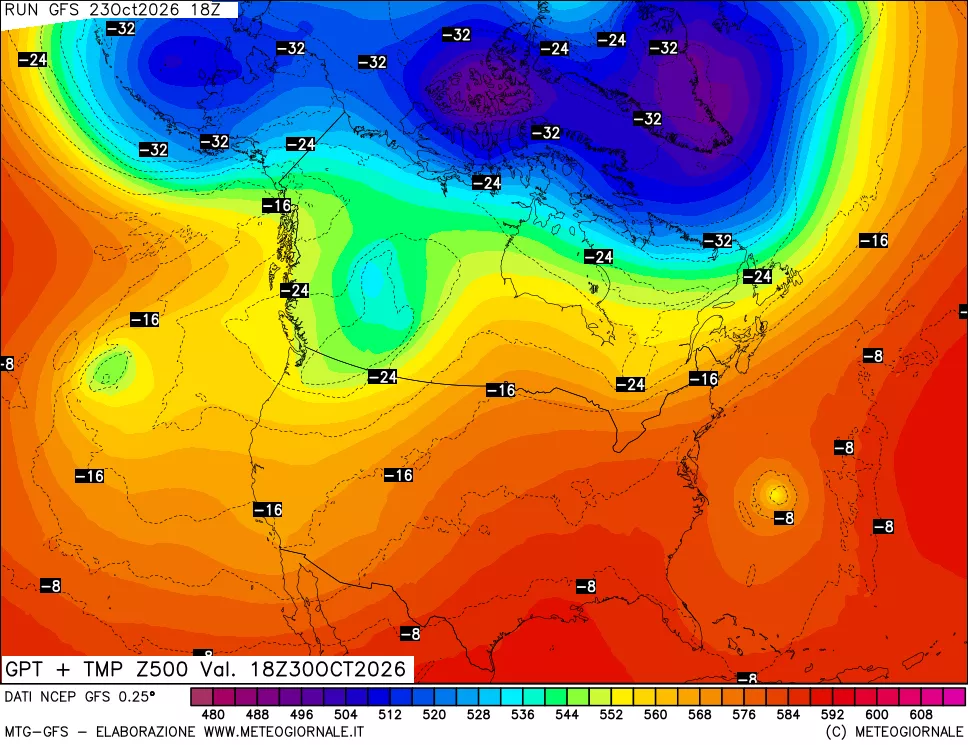 mappa 500 hPa GPT + Temp