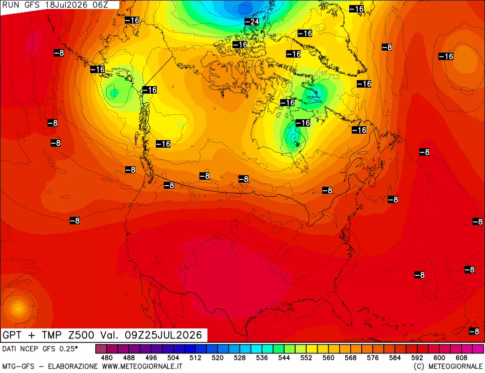 mappa 500 hPa GPT + Temp