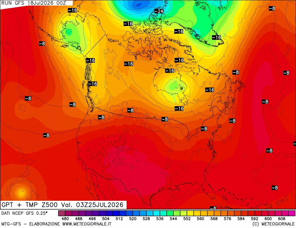 mappa 500 hPa GPT + Temp