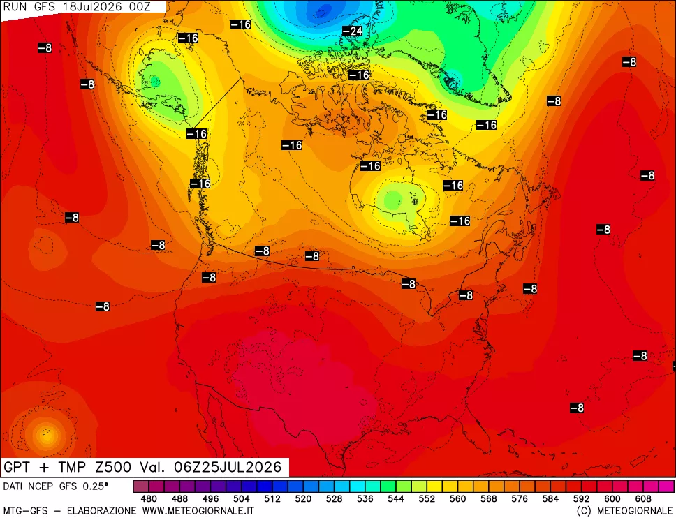 mappa 500 hPa GPT + Temp