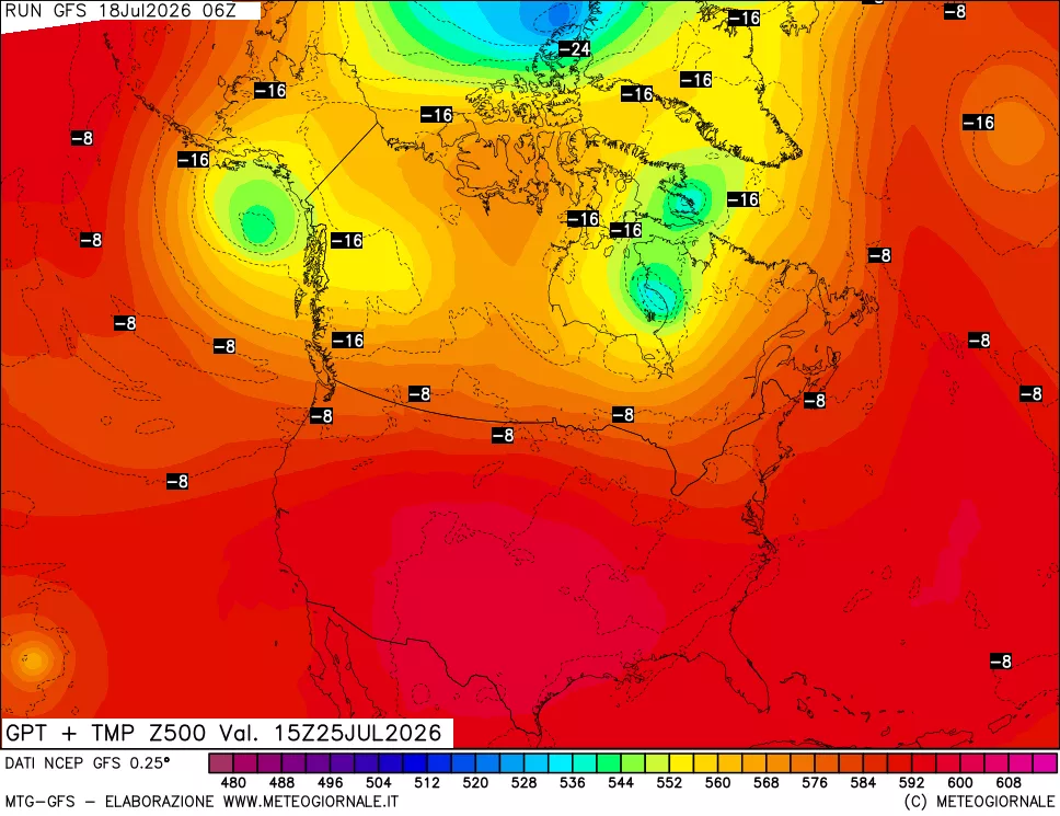 mappa 500 hPa GPT + Temp
