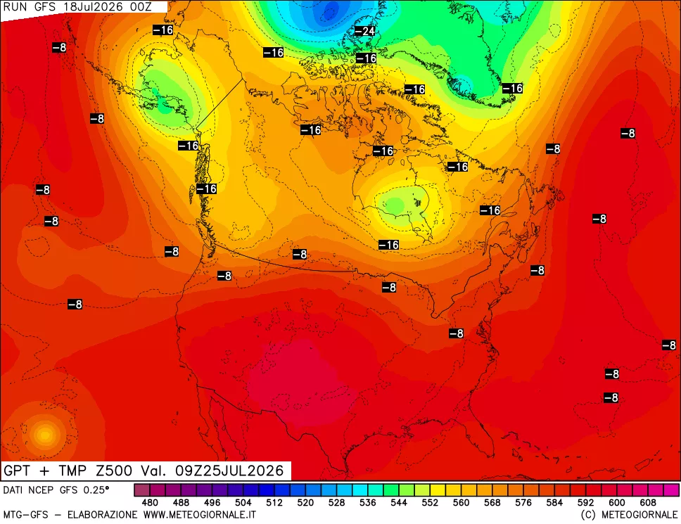 mappa 500 hPa GPT + Temp