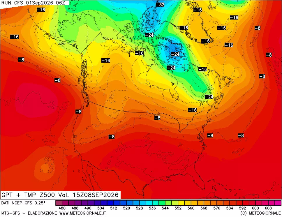 mappa 500 hPa GPT + Temp