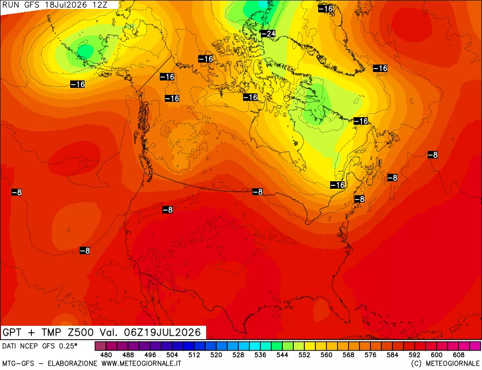 mappa 500 hPa GPT + Temp