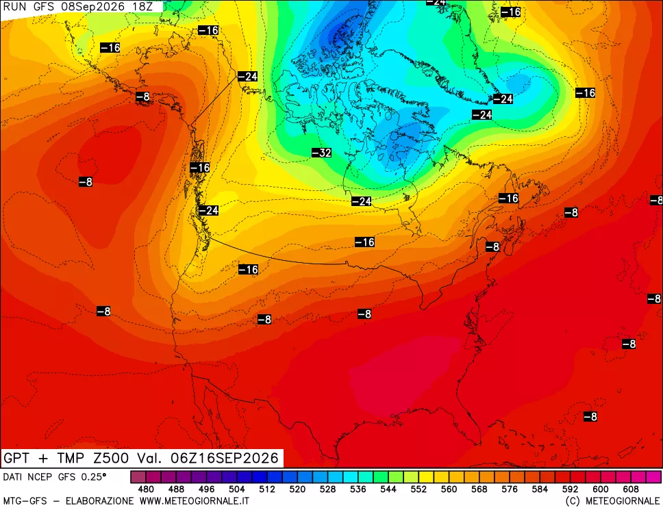 mappa 500 hPa GPT + Temp