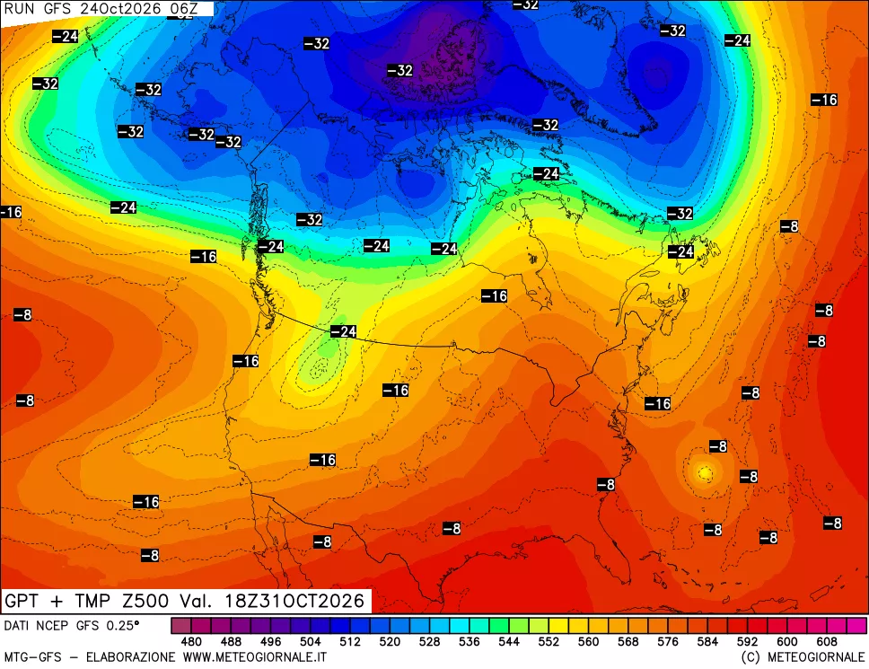 mappa 500 hPa GPT + Temp