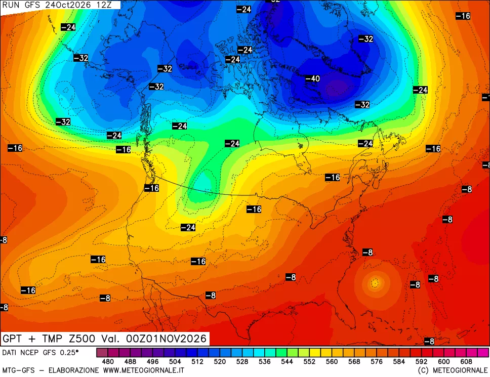 mappa 500 hPa GPT + Temp