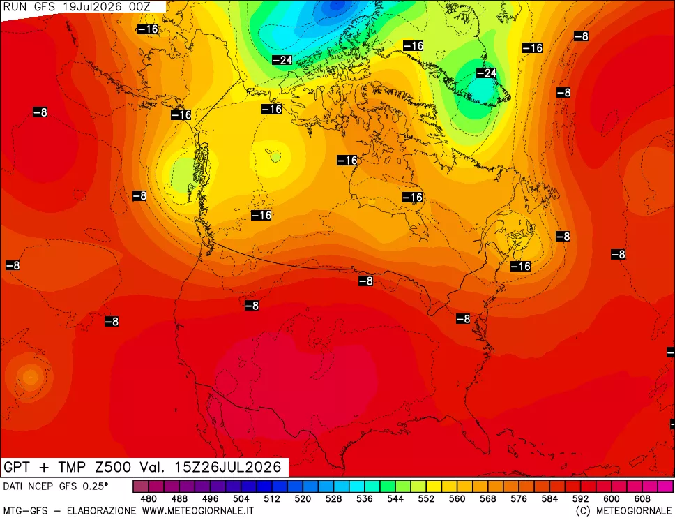 mappa 500 hPa GPT + Temp