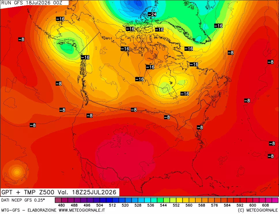mappa 500 hPa GPT + Temp