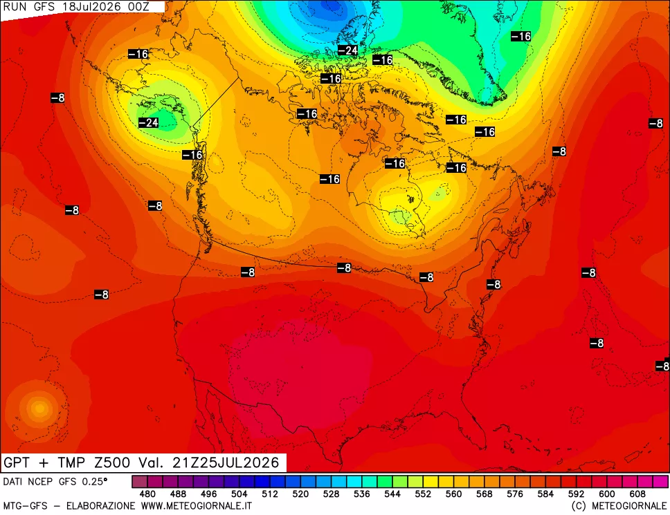 mappa 500 hPa GPT + Temp
