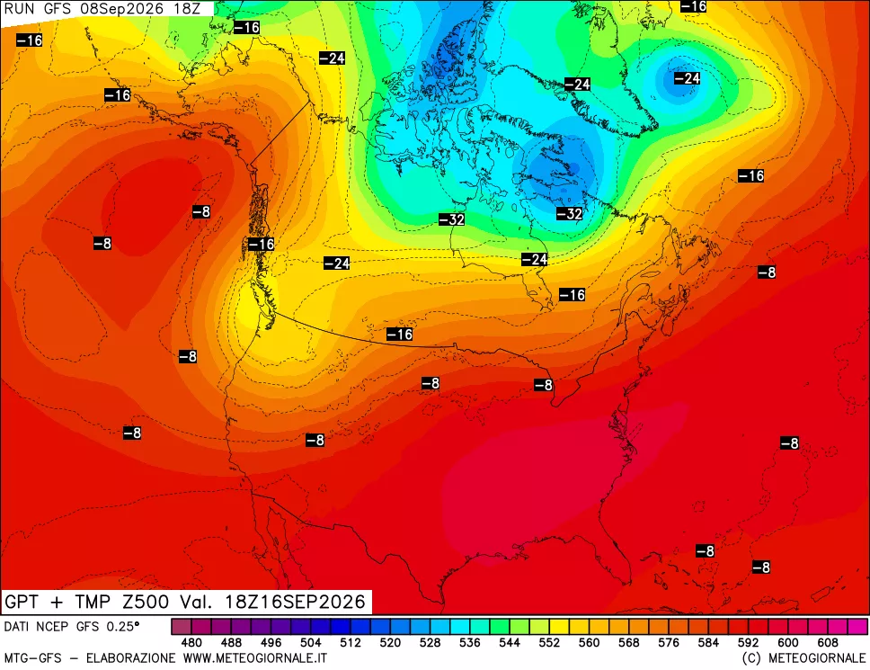 mappa 500 hPa GPT + Temp