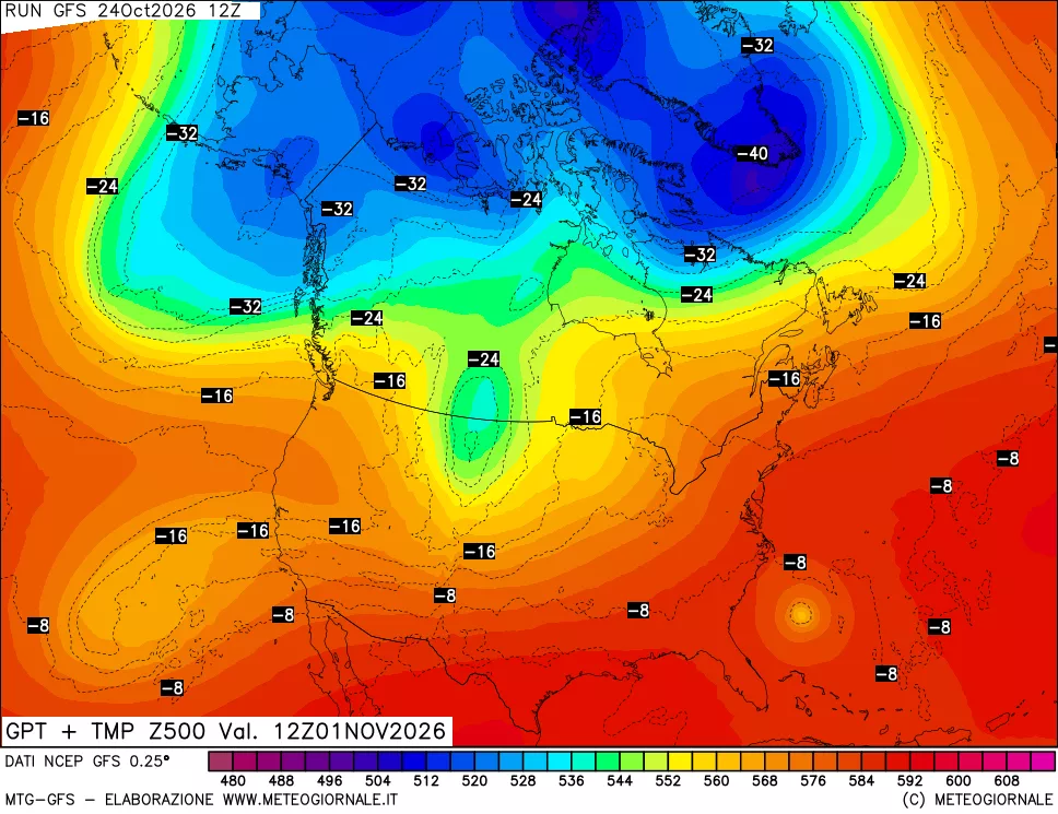 mappa 500 hPa GPT + Temp