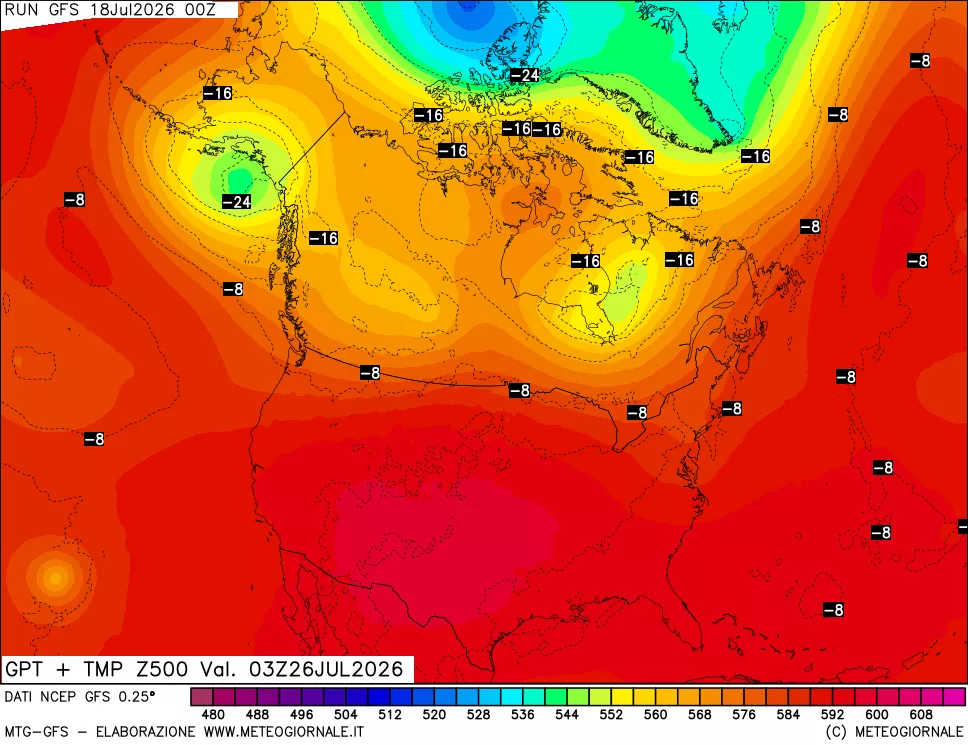 mappa 500 hPa GPT + Temp