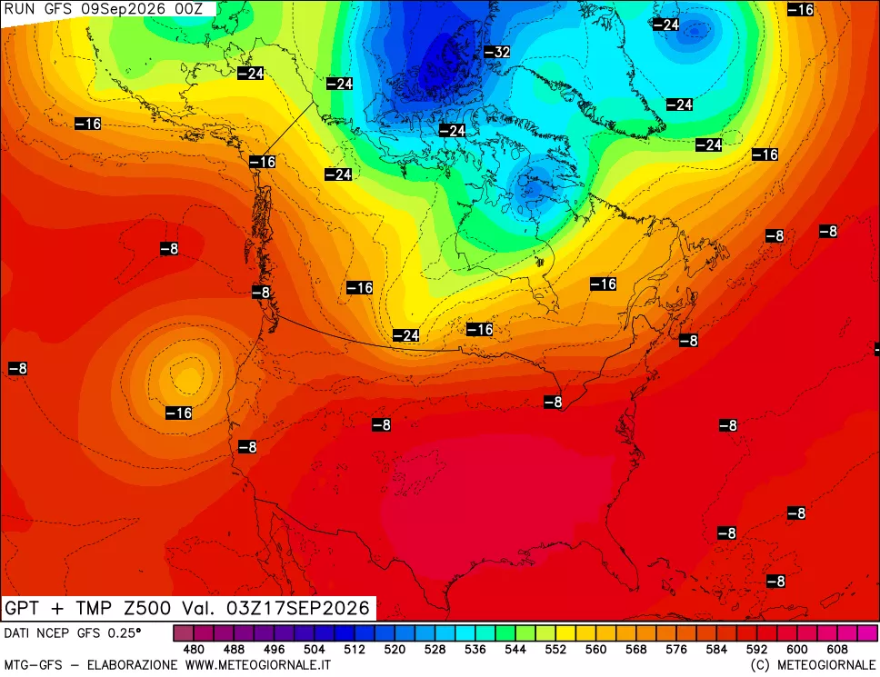mappa 500 hPa GPT + Temp