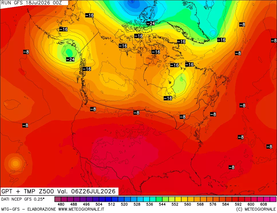 mappa 500 hPa GPT + Temp