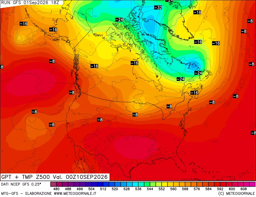 mappa 500 hPa GPT + Temp