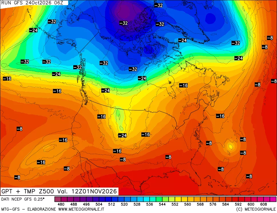 mappa 500 hPa GPT + Temp
