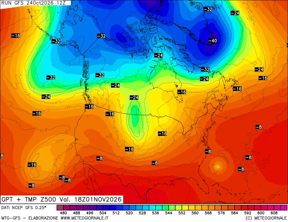 mappa 500 hPa GPT + Temp