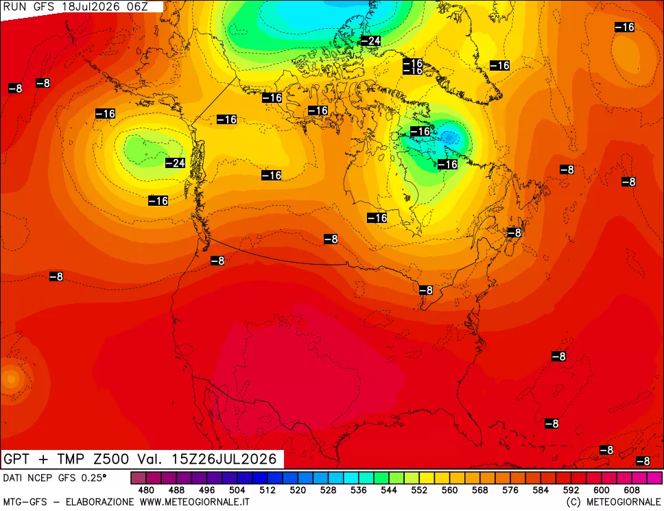 mappa 500 hPa GPT + Temp