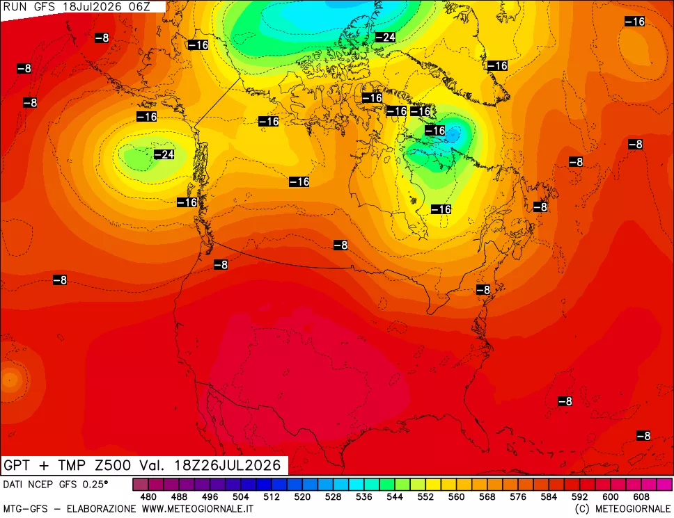 mappa 500 hPa GPT + Temp