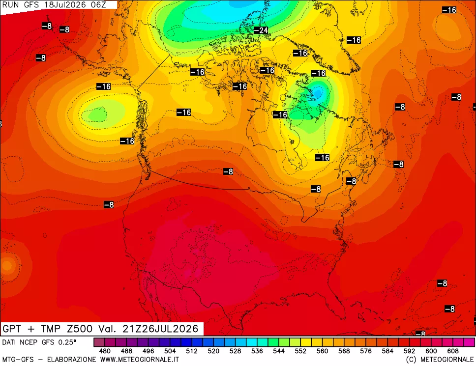 mappa 500 hPa GPT + Temp