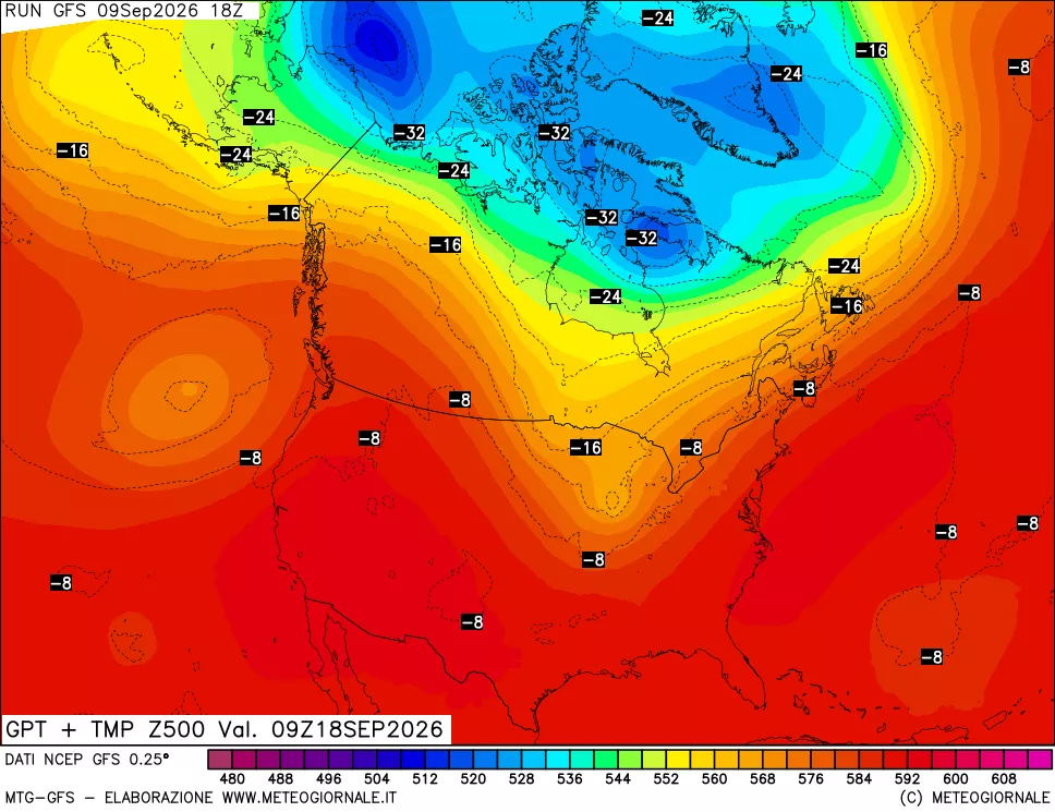 mappa 500 hPa GPT + Temp