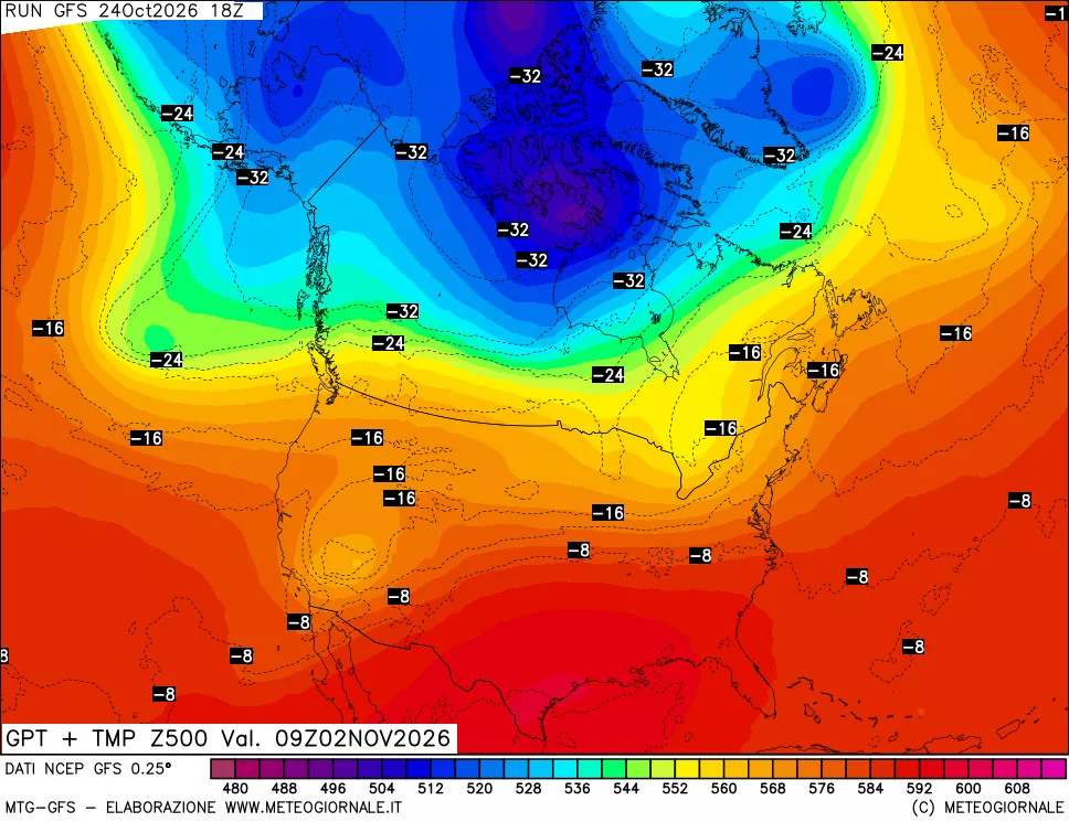 mappa 500 hPa GPT + Temp