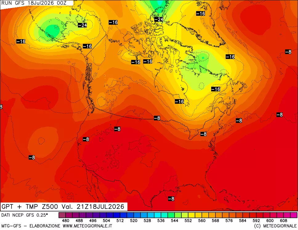 mappa 500 hPa GPT + Temp