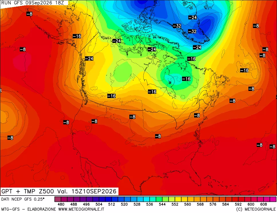 mappa 500 hPa GPT + Temp