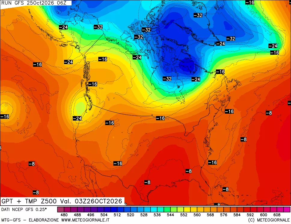 mappa 500 hPa GPT + Temp
