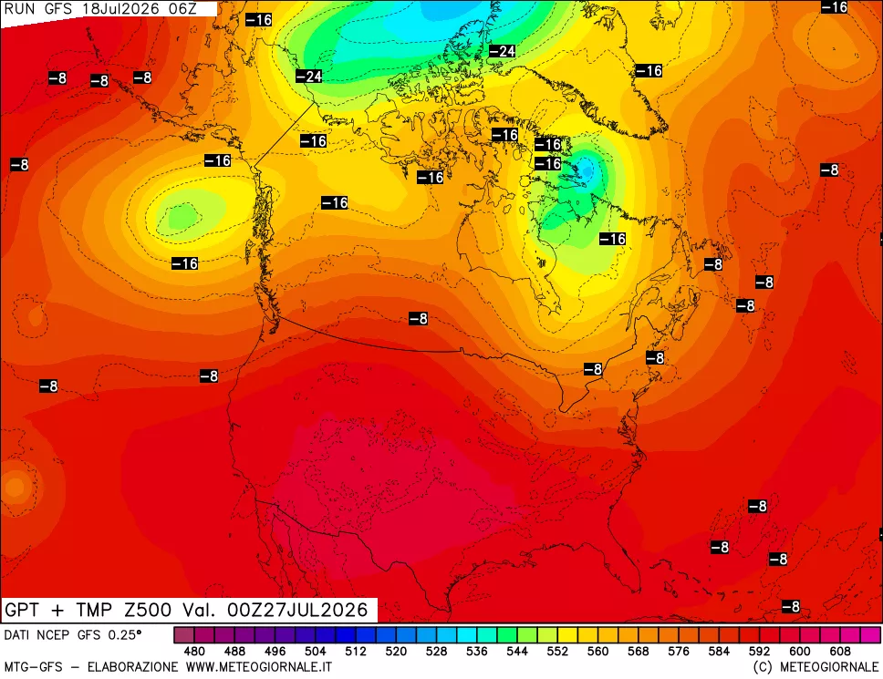 mappa 500 hPa GPT + Temp