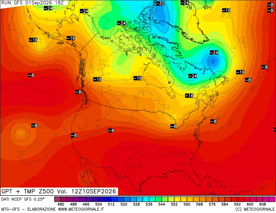 mappa 500 hPa GPT + Temp