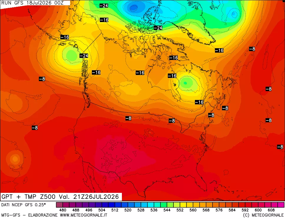 mappa 500 hPa GPT + Temp