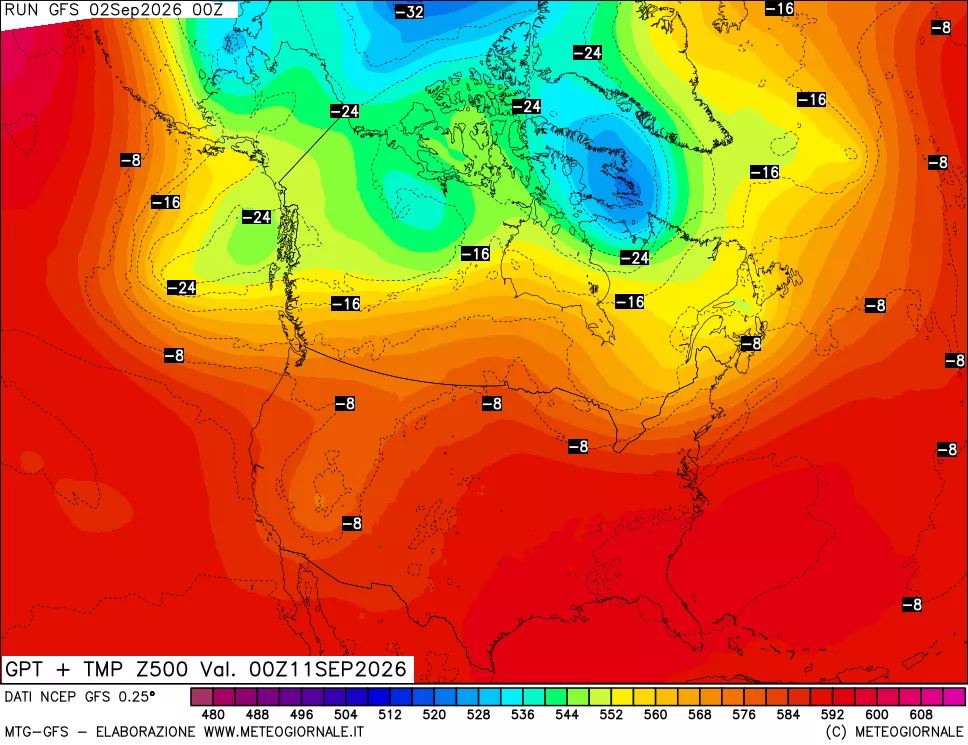 mappa 500 hPa GPT + Temp