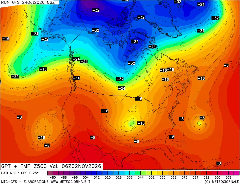 mappa 500 hPa GPT + Temp