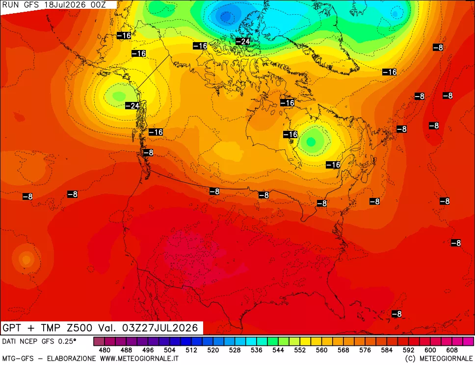mappa 500 hPa GPT + Temp