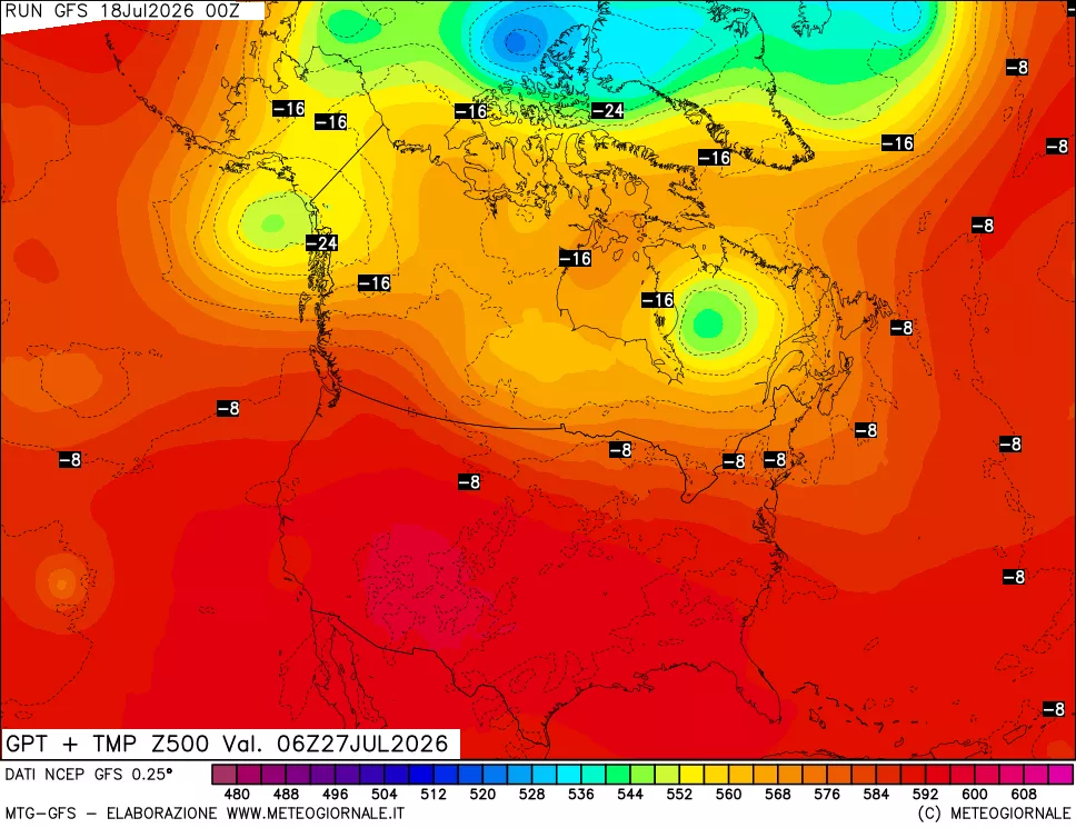 mappa 500 hPa GPT + Temp