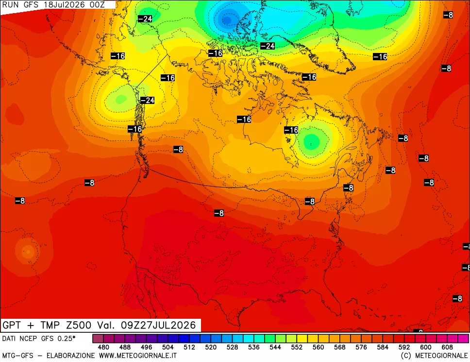 mappa 500 hPa GPT + Temp