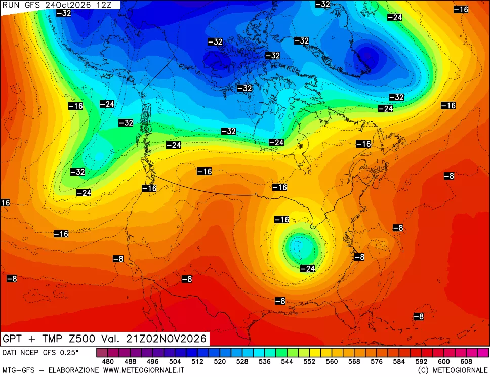 mappa 500 hPa GPT + Temp