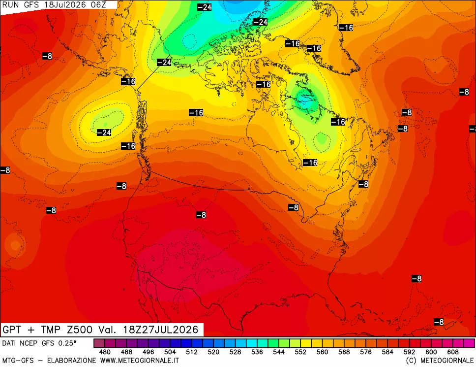mappa 500 hPa GPT + Temp