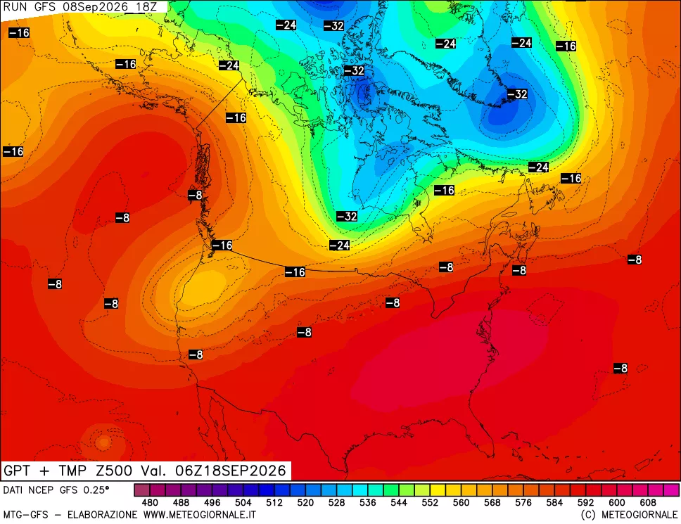 mappa 500 hPa GPT + Temp